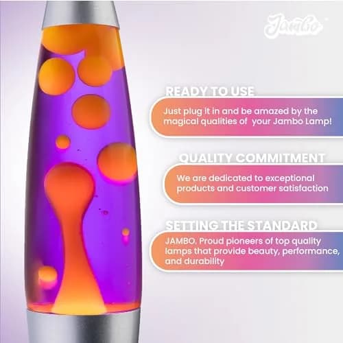 JAMBO 16 inch Liquid Motion Lamp Purple with Yellow Orange Wax | Relaxing Night Light for Adults Teens Kids thumbnail 4