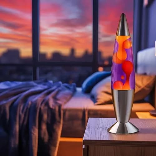 JAMBO 16 inch Liquid Motion Lamp Purple with Yellow Orange Wax | Relaxing Night Light for Adults Teens Kids thumbnail 2