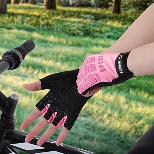 Accmor Kids Half Finger Sport Gloves for Cycling, Pink, Medium (19 cm) | Breathable & Non-Slip for Outdoor Sports thumbnail 5