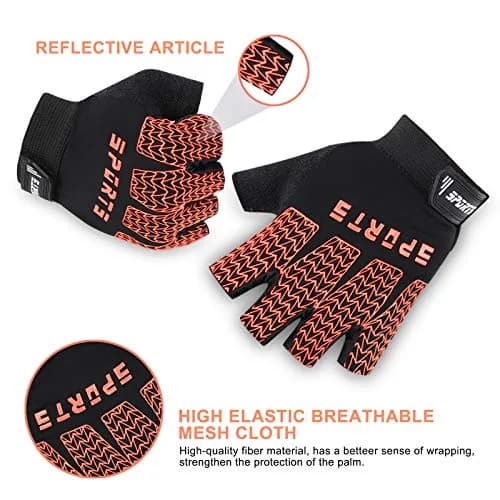 Accmor Kids Half Finger Sport Gloves for Boys Girls Cycling, Camping, Fishing, Outdoor Sports - Small Orange thumbnail 3