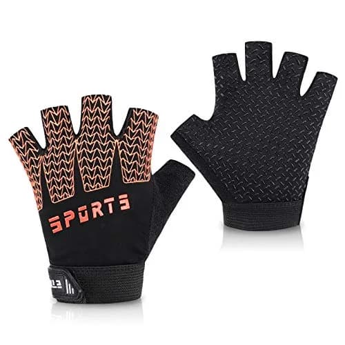 Accmor Kids Half Finger Sport Gloves for Boys Girls Cycling Camping Fishing Outdoor Sports Medium Orange | Breathable & Non-Slip thumbnail 1