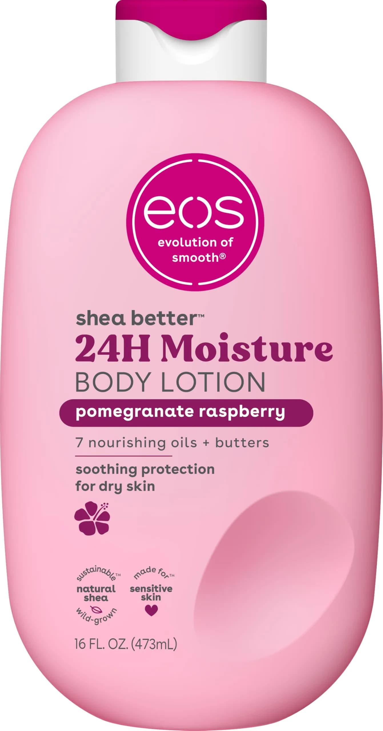 eos Shea Better Body Lotion Crème de Pistachio 473ml (16 fl oz) | Dermatologist Recommended for All Skin Types — Pomegranate Raspberry