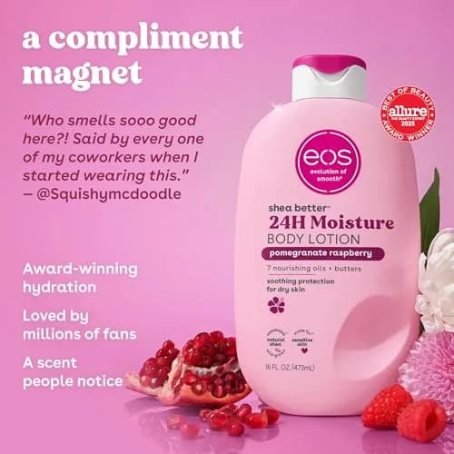eos Shea Better Body Lotion Pomegranate Raspberry 473ml (16 fl oz) | Dermatologist Recommended for Dry Skin thumbnail 3