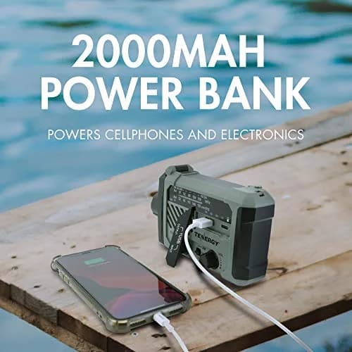 Tenergy Multifunctional Hand Crank Weather Radio with LED Flashlights, SOS Alarm, Cell Phone Charger, AM/FM/NOAA Radio Frequencies, 155*94*49mm thumbnail 6