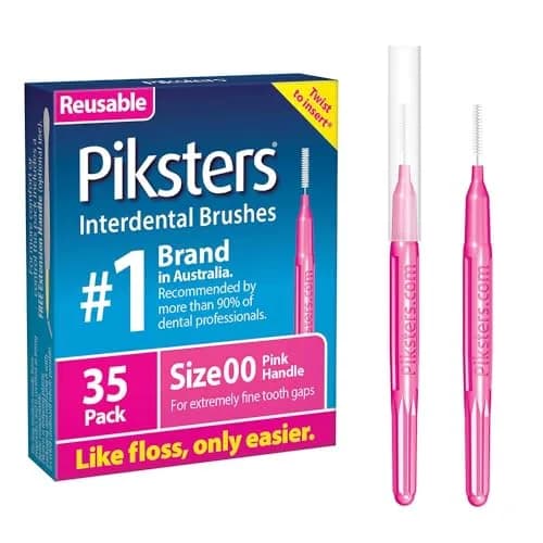 Piksters Interdental Brush Extra Tight Gaps 35 Pack Pink Size 00 | Reusable, Eco-Friendly Dental Cleaning Tool thumbnail 1