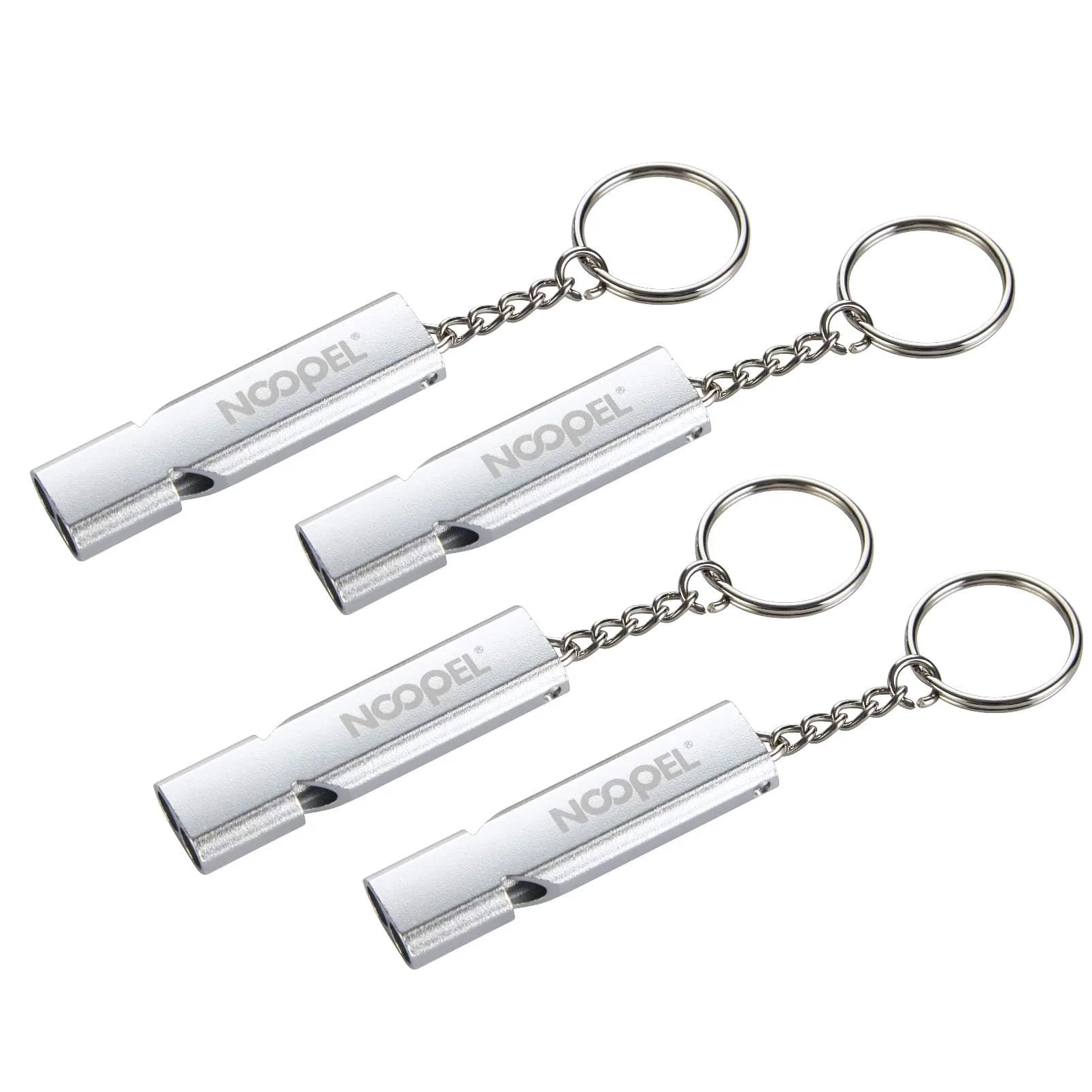 Noopel Emergency Whistles Lifeguard Safety Whistle with Lanyard and Keychain for Outdoor Camping Hiking Boating Hunting Fishing Kayak Kids Rescue Signaling Loud Survival Whistle (4 Pack Silver) thumbnail 2