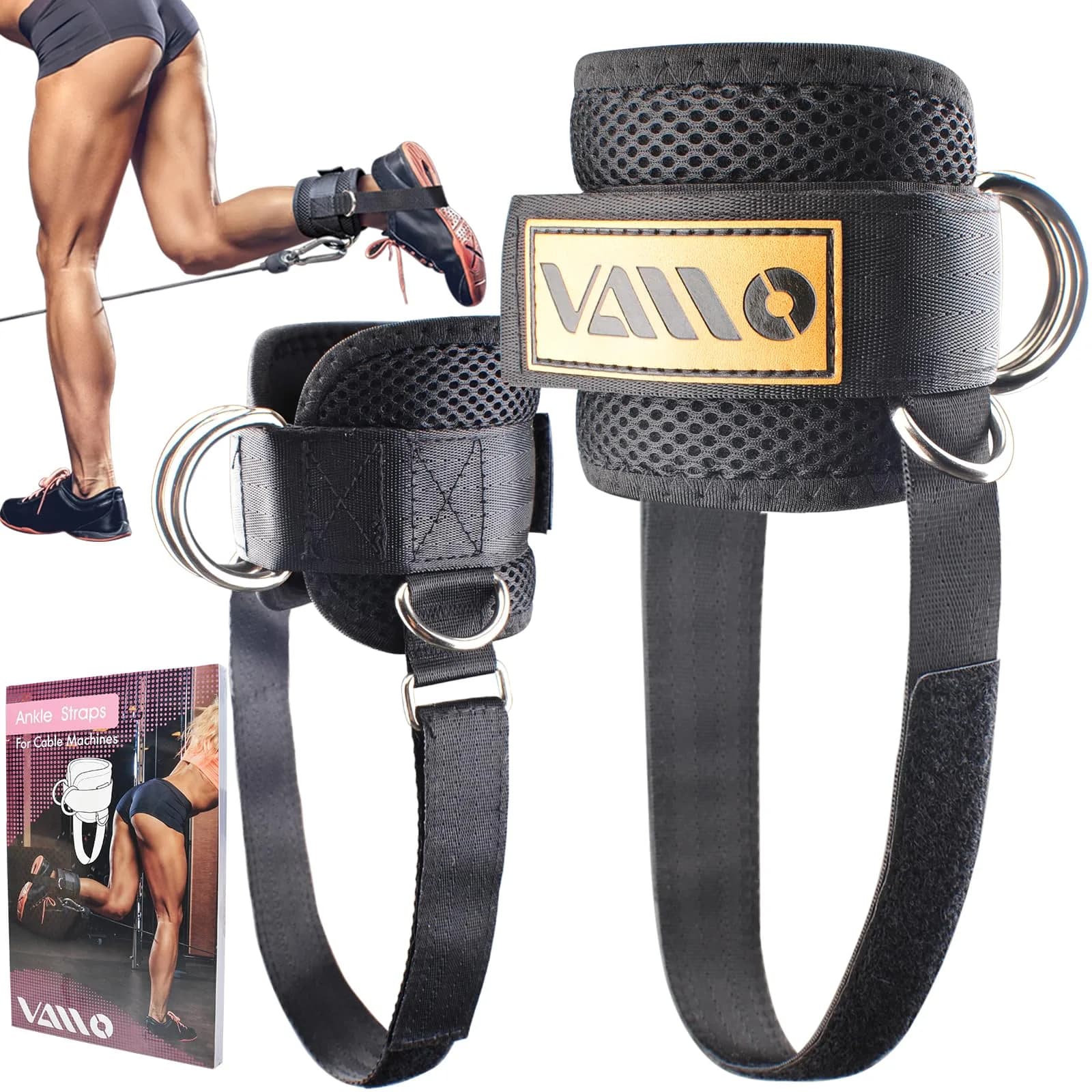 VAIIO Ankle Straps for Cable Machines - Pair | Adjustable Neoprene Cuffs for Glutes, Legs, Calves - main product image
