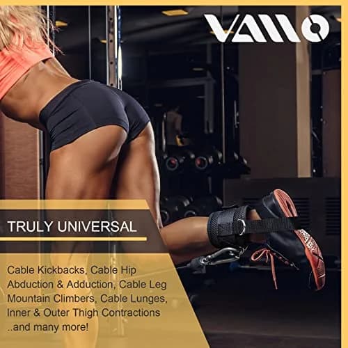 VAIIO Ankle Straps for Cable Machines - Pair | Adjustable Neoprene Cuffs for Glutes, Legs, Calves thumbnail 6