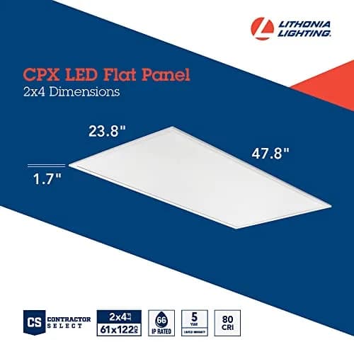 Lithonia Lighting CPX 2x4 LED Flat Panel Light Adjustable Lumens & CCT | 50,000-Hour Lifespan, Damp Location Certified thumbnail 5