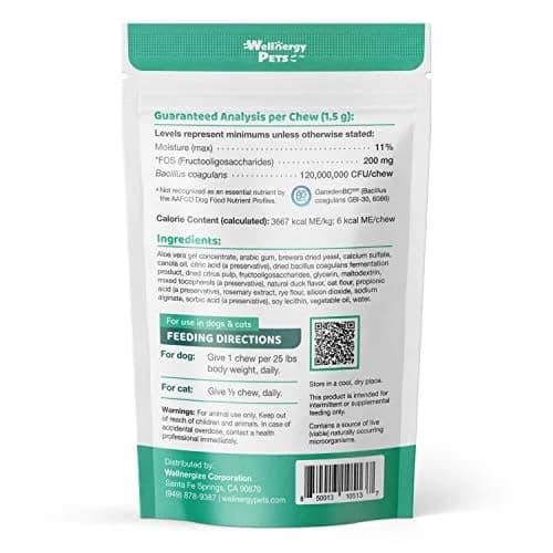 Wellnergy Daily Probiotic & Prebiotics Soft Chew for Dogs & Cats | Digestive & Immune Support (70-120c) thumbnail 3