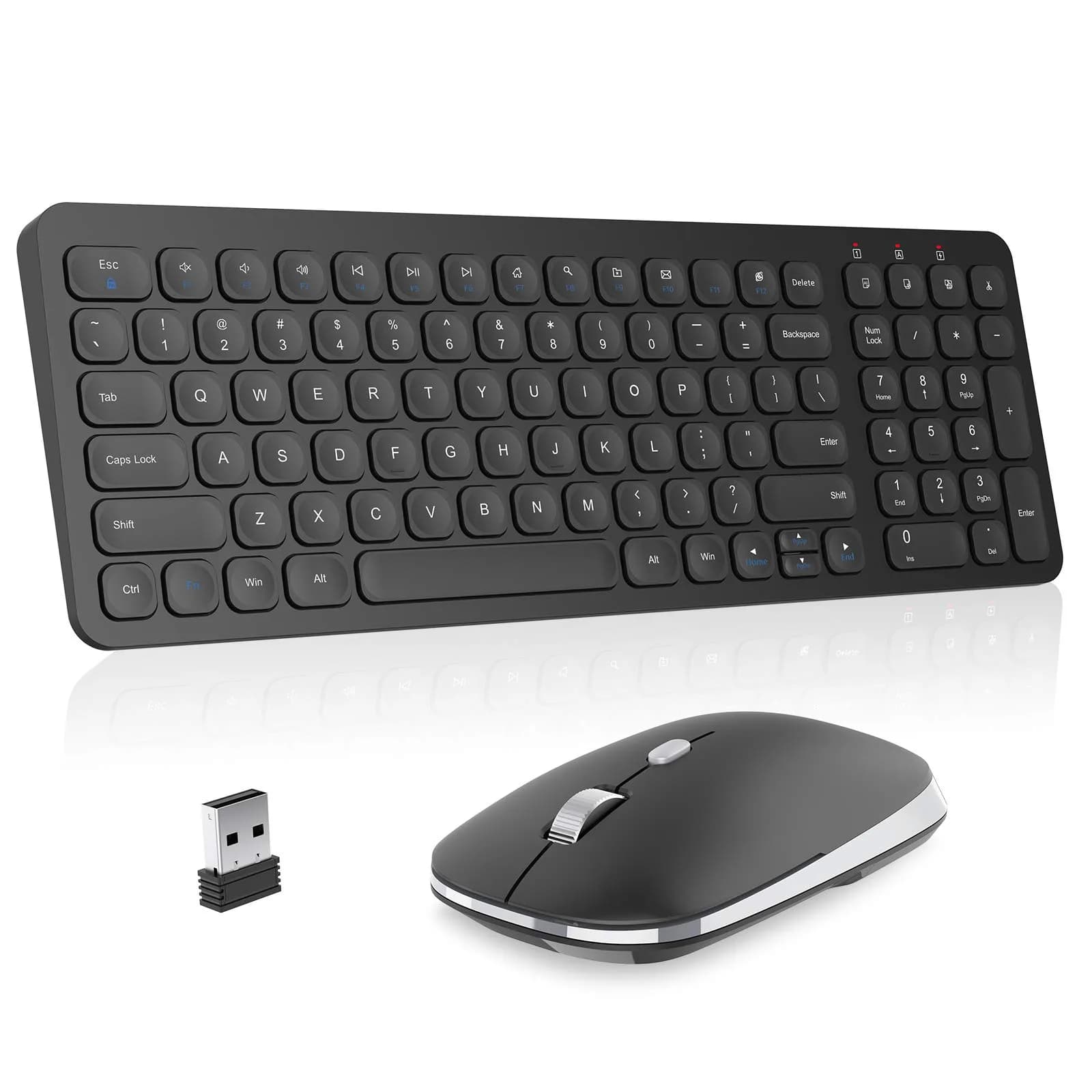 cimetech Wireless Keyboard and Mouse Combo - Blue White | Plug and Play 2.4GHz Wireless — Black