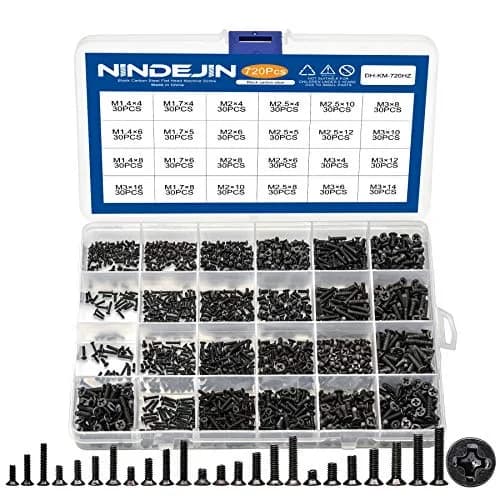 NINDEJIN Laptop Screw Set 720pcs Carbon Steel Flat Head M1.4-M3 | Assorted Computer Screws for SSD & Laptop Repairs thumbnail 1