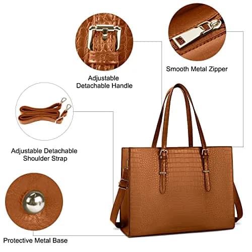 Lubardy Women's Laptop Bag 43 cm (16.9 Inch) Crocodile Leather Tote | Water-Resistant Work Briefcase for 15.6" Laptops thumbnail 4