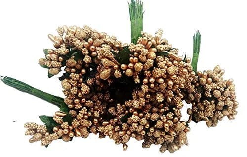 ALEVAN Art Artificial Pollen Flower Decoration 144pc Golden Silver | Realistic Craft Material thumbnail 1