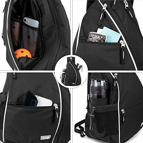Sucipi Convertible Pickleball Bag Backpack Sling Bag for Men & Women, Deep Black | 14 inch x 10 inch x 19 inch thumbnail 10