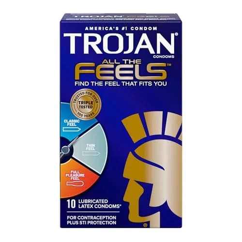 Trojan All The Feels Latex Condoms | Multi-Texture Design for Sensitivity & Comfort thumbnail 1