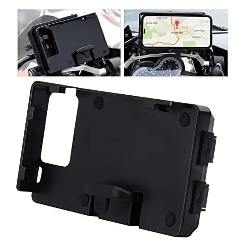 MDPROMCP Motorcycle Phone Holder with Double USB Charger for 12 mm Roll Bar | Waterproof ABS Mount for GPS & Mobile thumbnail 1
