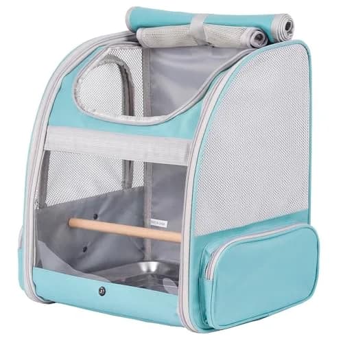 ORIZZP Bird Backpack Carrier with Stand Perch & Shade Cover, Large Green Pet Travel Backpack | Airline Approved thumbnail 3