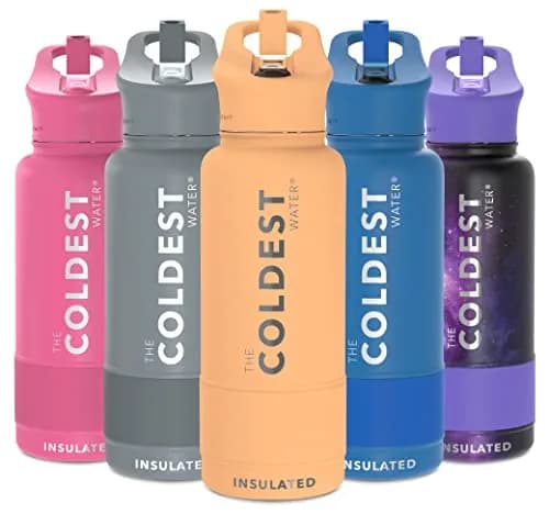 The Coldest Water Insulated Water Bottle with Straw Lid - Stainless Steel Metal Bottle, Sahara Peach, 32 oz (946ml) thumbnail 5