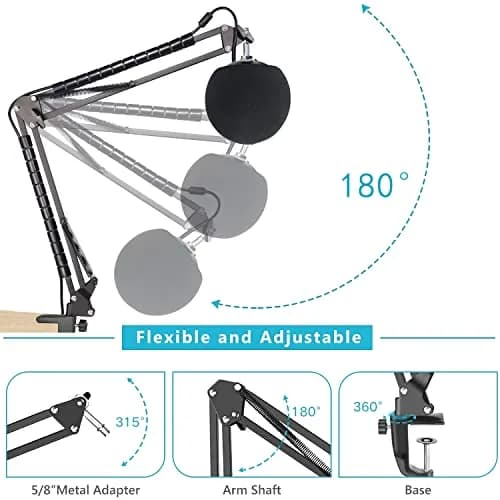 SUNMON Snowball iCE Mic Boom Arm Stand with Pop Filter, 26.8 inches | Compatible with Blue Snowball Ice USB Mic thumbnail 4