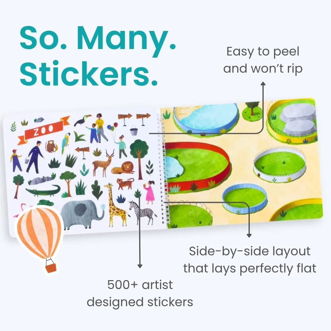 CUPKIN All Around Town Sticker Book with Spiral Binding | Toddler Travel Activity for Ages 2-8 thumbnail 5