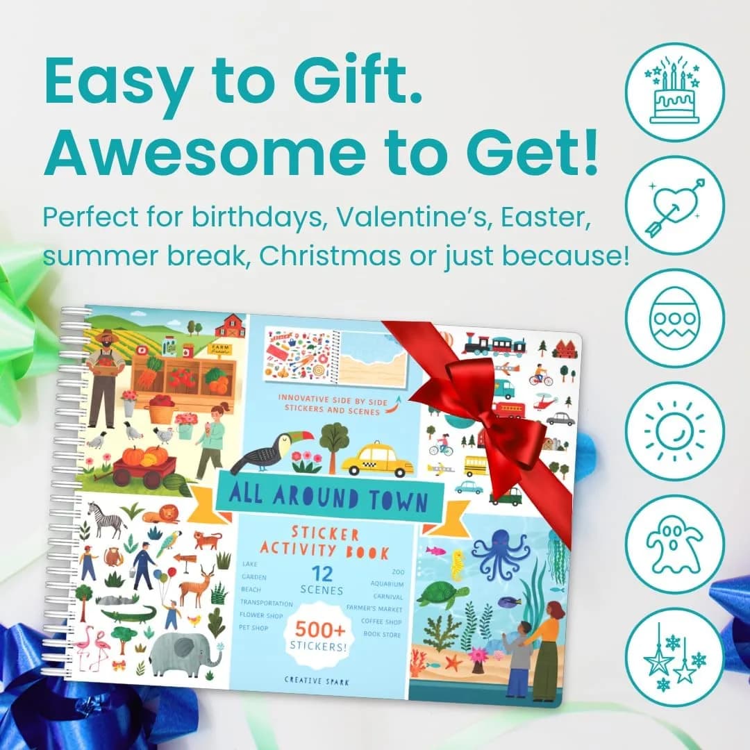 CUPKIN All Around Town Sticker Book with Spiral Binding | Toddler Travel Activity for Ages 2-8 thumbnail 7
