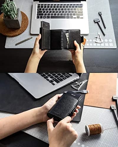 VULKIT Automatic Pop Up Double Card Holder | RFID Blocking Leather Wallet with Magnetic Closure (Cross Black) thumbnail 4