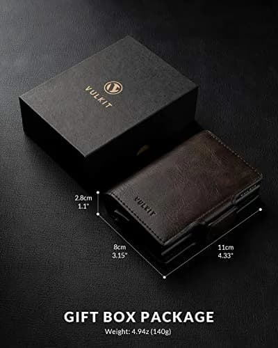 VULKIT Credit Card Holder RFID Blocking Leather Pop Up Wallet 6.5cm x 10cm | Compact, RFID Protected, Quick Access thumbnail 6
