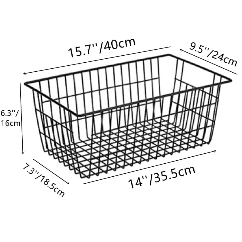 Slideep Farmhouse Metal Wire Basket 3 Pack | Kitchen & Pantry Organizer with Handles (15.7in x 9.5in x 6.3in) thumbnail 3