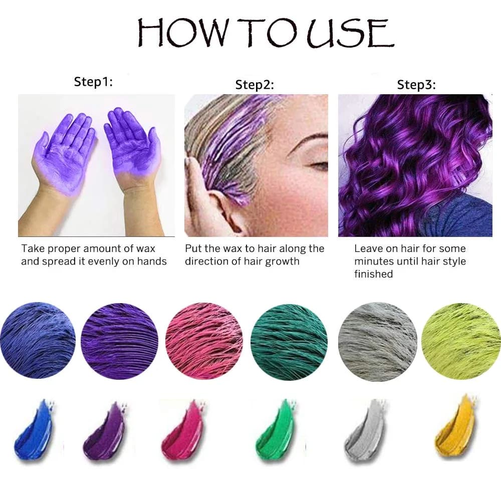 SWAKER Purple Hair Color Wax 130ml (4.23 oz) - Temporary Styling Cream for Vibrant Purple Hair thumbnail 6