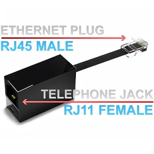 RetailAndBulk 2-Pack RJ11 to RJ45 Adapter Phone Line to Ethernet | Landline, Fax, DSL Modem Connection thumbnail 2