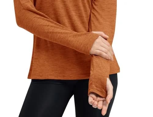 TBMPOY Womens UPF 50+ Sun Protection Hoodie Shirt Long Sleeve Fishing Hiking Outdoor UV Shirt Lightweight Orange L thumbnail 2