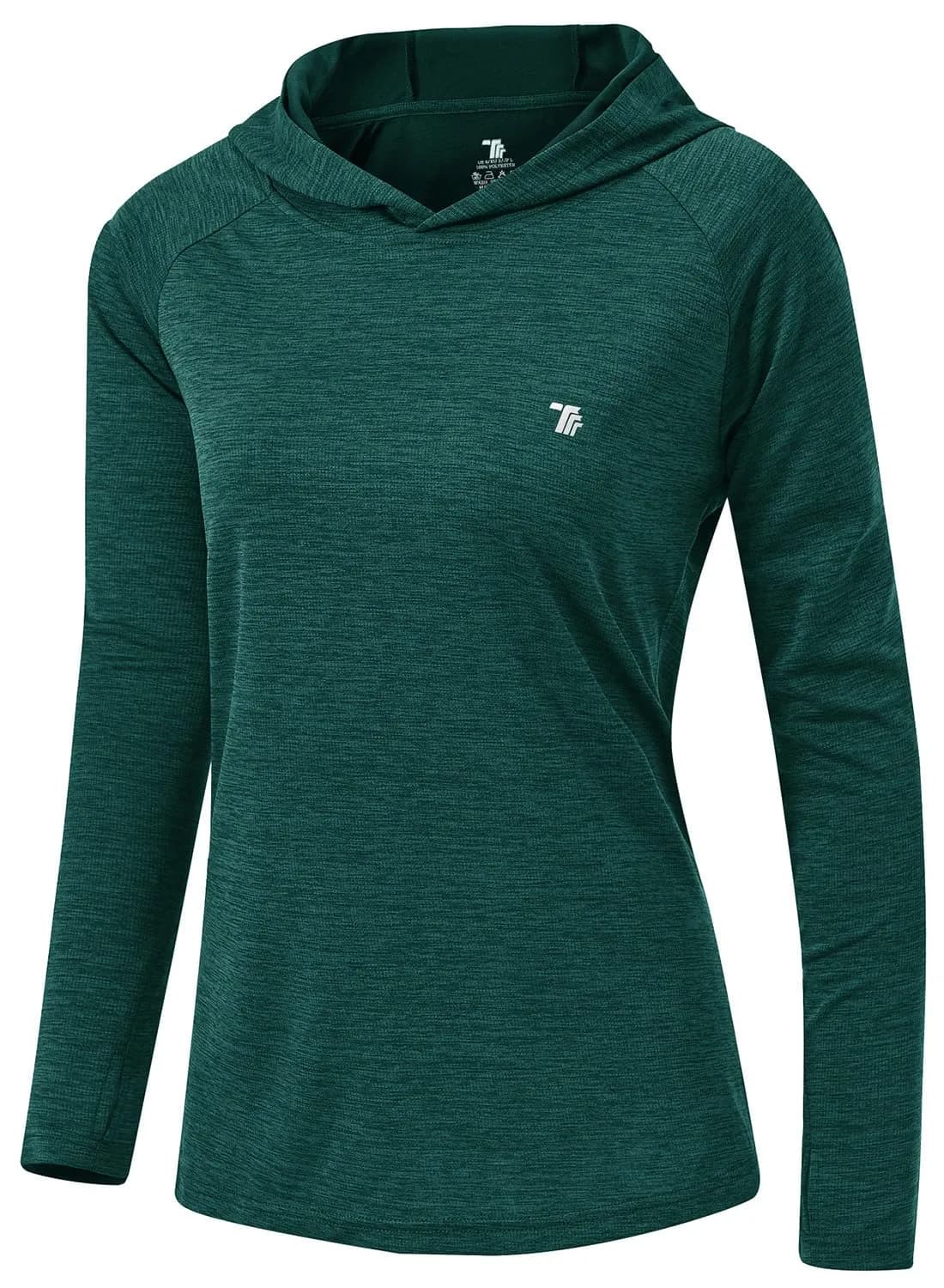 TBMPOY Womens UPF 50+ Sun Protection Hoodie Shirt Long Sleeve Fishing Hiking Outdoor UV Shirt Lightweight Blackish Green L