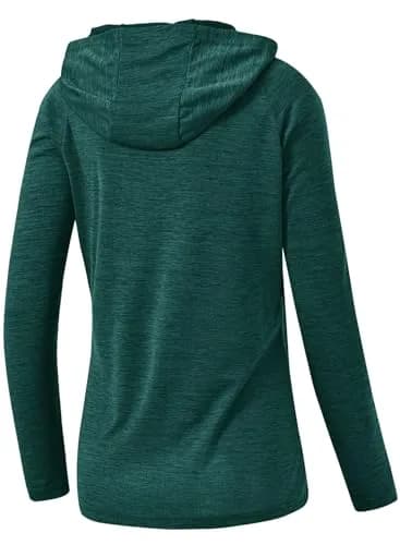 TBMPOY Womens UPF 50+ Sun Protection Hoodie Shirt Long Sleeve Fishing Hiking Outdoor UV Shirt Lightweight Blackish Green L thumbnail 3