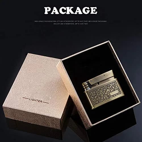 YANCONG Vintage Trench Lighter, Handmade Copper Antique Windproof Novelty Gift (Golden) | Reusable Collectible thumbnail 7
