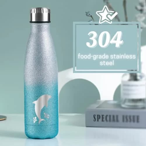 Onebttl Glitter Dolphin Tumbler 500ml (17oz) | Insulated Stainless Steel Bottle thumbnail 4