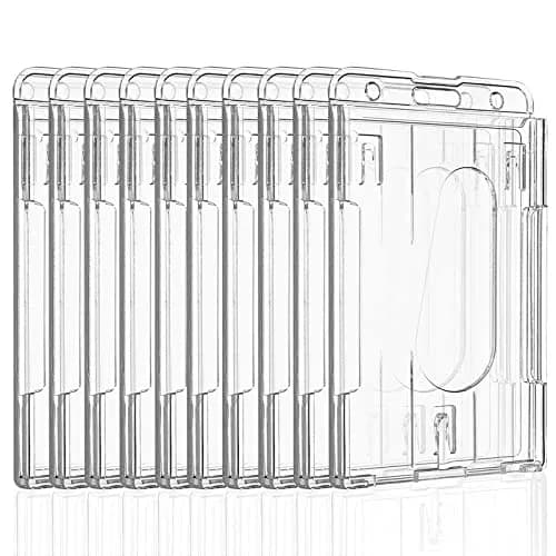 Pawfly Vertical 2-Card Badge Holder 10 Pack | Heavy Duty Polycarbonate, Clear, Office ID Card Sleeve thumbnail 1