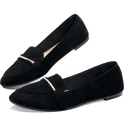 Obtaom Women's Pointy Toe Loafer Flat Faux Suede Shoes | Comfortable Work & Casual (70-120c) thumbnail 1