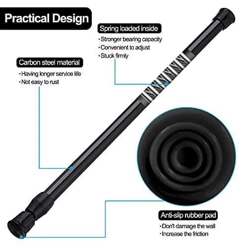 SIQUK Adjustable Spring Tension Rods 30-51 cm (12-20 Inches) | No-Drill Installation for Cupboards & Windows thumbnail 2