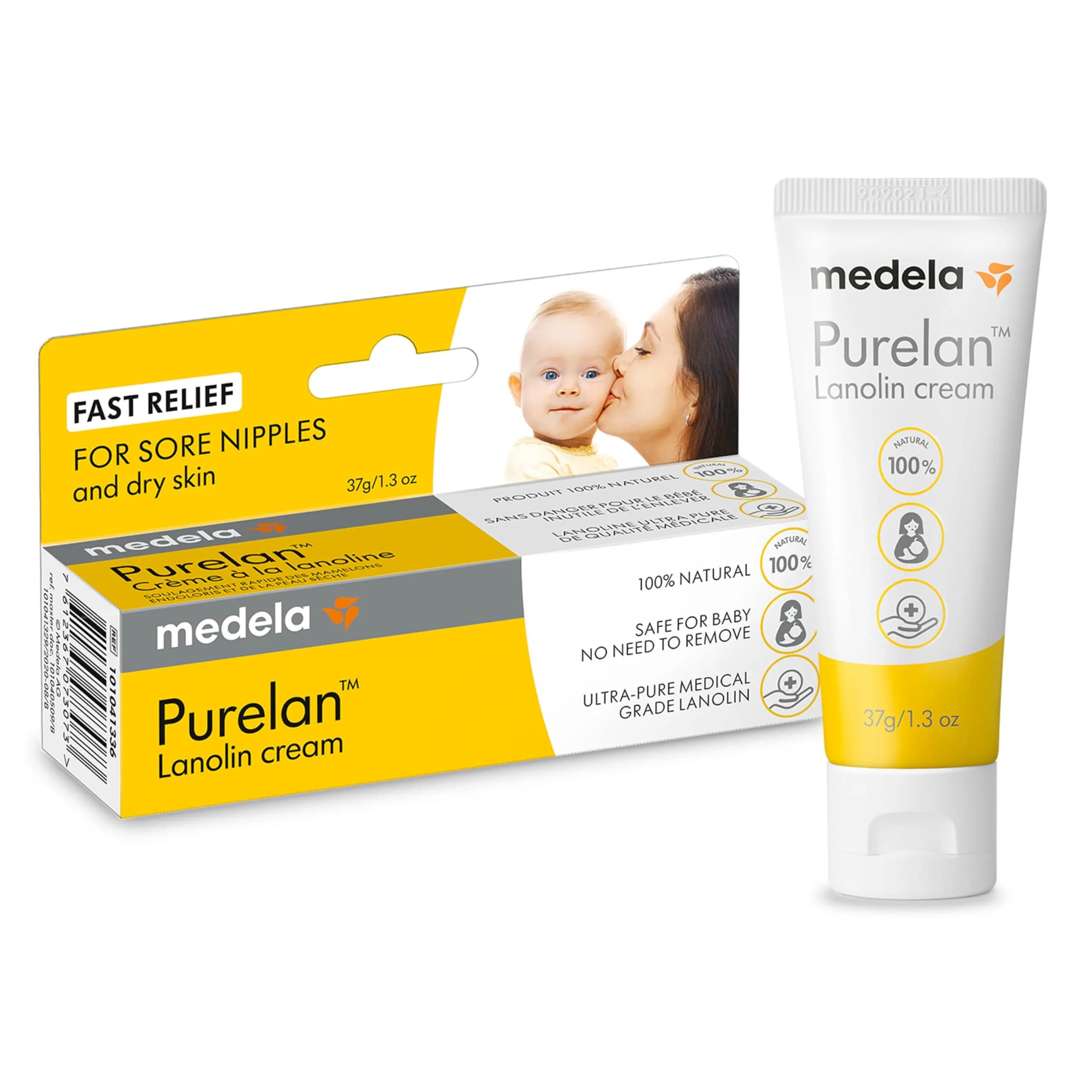 Medela Purelan Lanolin Nipple Cream 37g (1.3 oz) | Soothes Sore Nipples, Baby Safe, Natural Relief - main product image