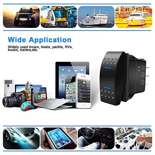 KEING Momentary Rocker Switch with Blue LED Light - 12V 20A / 24V 10A, 7-Pin DPDT (ON)/Off/(ON) | For Automotive & Marine Use thumbnail 9