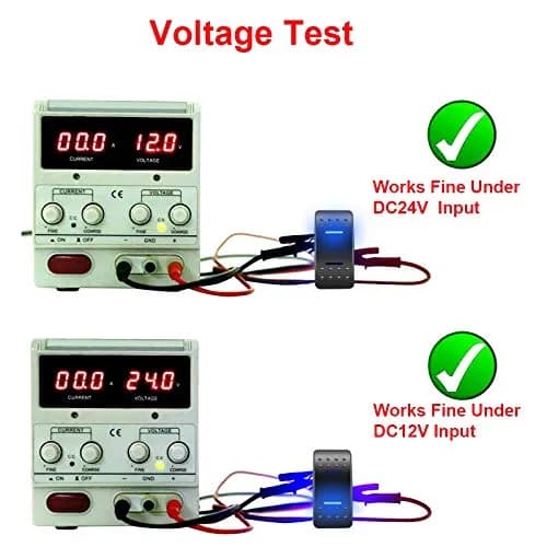 KEING Momentary Rocker Switch with Blue LED Light - 12V 20A / 24V 10A, 7-Pin DPDT (ON)/Off/(ON) | For Automotive & Marine Use thumbnail 2