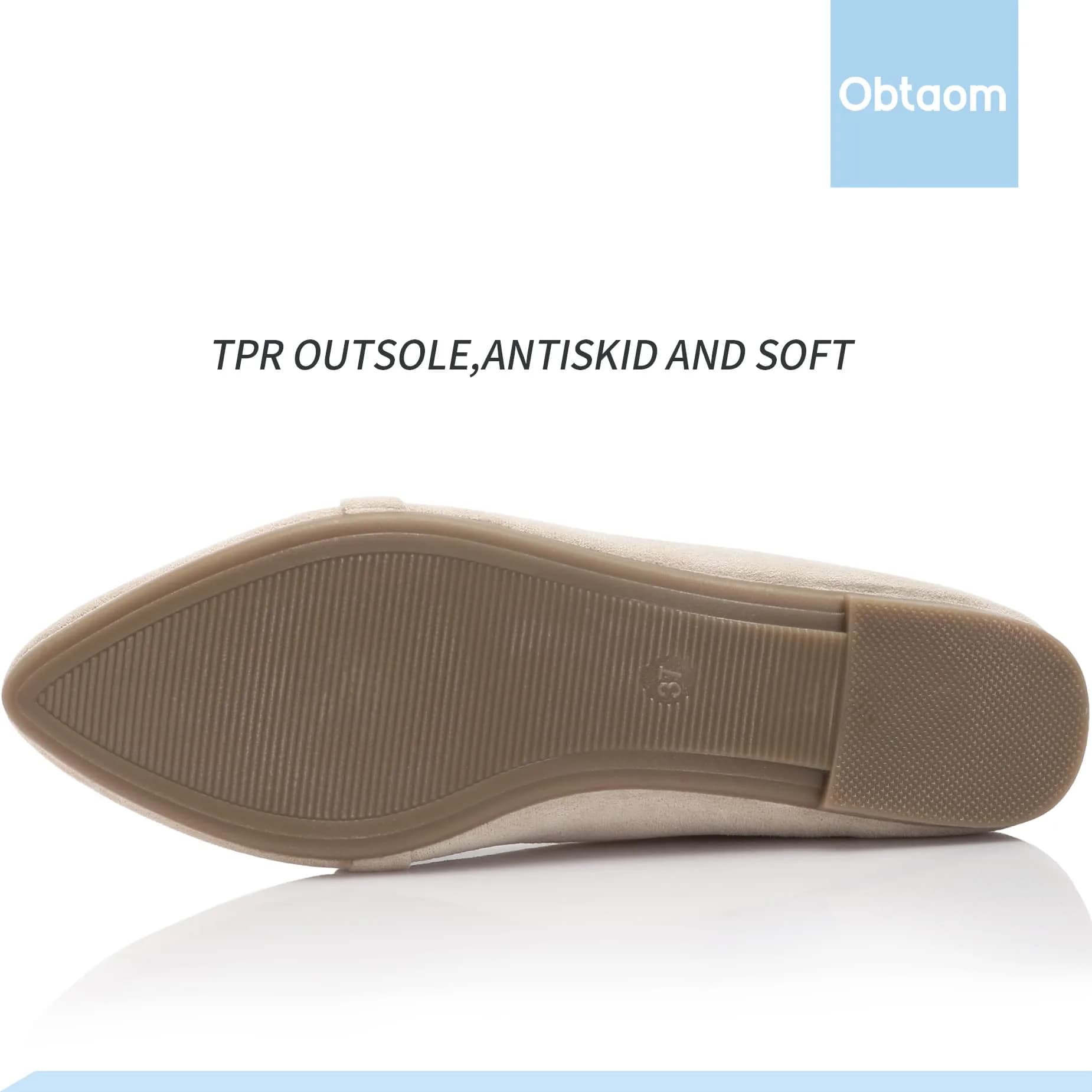 Obtaom Women's Pointy Toe Loafer Flat Comfortable Faux Suede Work Shoes, Beige US10 | Stylish & Breathable for Daily Wear thumbnail 8
