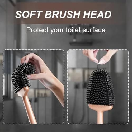 Sellemer Silicone Toilet Brush with Ventilation Slots Holder 41cm (16.15in) | Easy Clean Dead Corner thumbnail 4