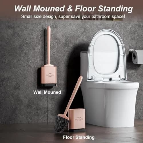 Sellemer Silicone Toilet Brush with Ventilation Slots Holder 41cm (16.15in) | Easy Clean Dead Corner thumbnail 6