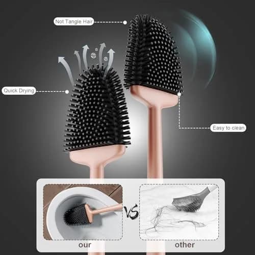 Sellemer Silicone Toilet Brush with Ventilation Slots Holder 41cm (16.15in) | Easy Clean Dead Corner thumbnail 3