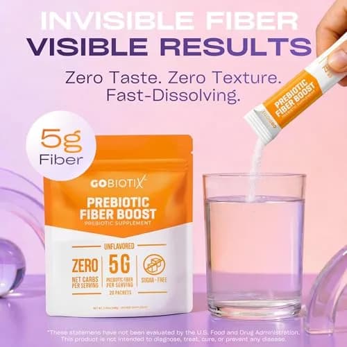 GOBIOTIX Fiber Supplement Powder with Prebiotics 3.8oz | Digestive & Gut Support thumbnail 2