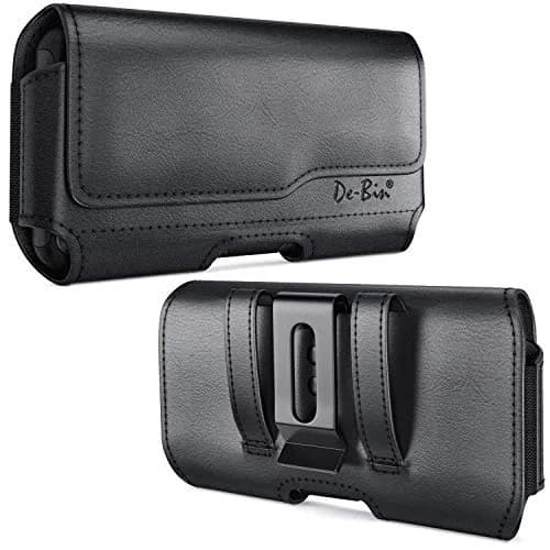 DeBin Leather Cell Phone Belt Holster Pouch for Samsung Galaxy Ultra S26, S25, S24, S23, S22, S21, Note 20 Ultra with Case On | Fits Phones with Case On, Black thumbnail 1