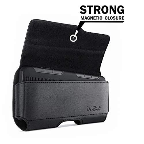 DeBin Leather Cell Phone Belt Holster Pouch for Samsung Galaxy Ultra S26, S25, S24, S23, S22, S21, Note 20 Ultra with Case On | Fits Phones with Case On, Black thumbnail 2