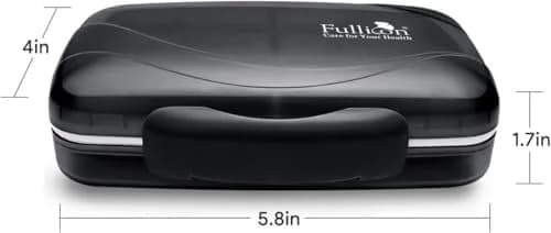 Fullicon Moisture Proof Travel 8 Compartments Pill Organizer, Black | Extra Large, Airtight, Labelable, Moistureproof thumbnail 6